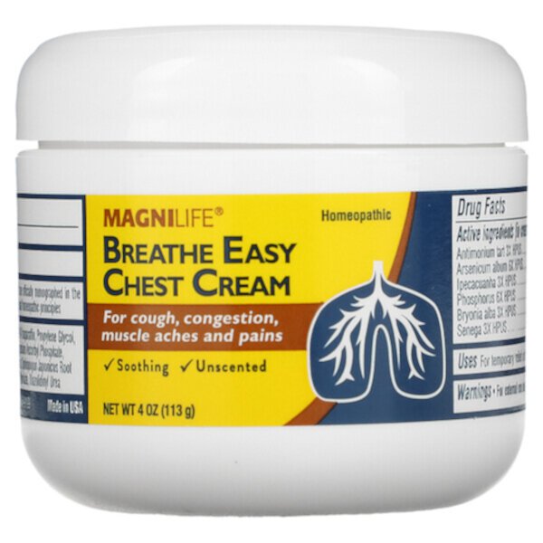 Крем для груди Breathe Easy, без запаха, 4 унции (113 г) MagniLife