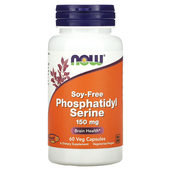 Фосфатидилсерин, без сои, 150 мг, 60 растительных капсул NOW Foods