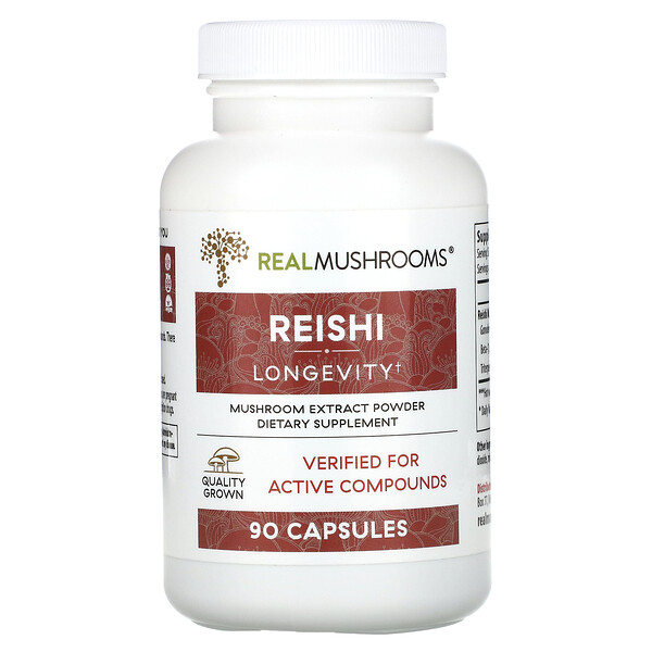 Reishi, Долголетие - 90 капсул - Real Mushrooms Real Mushrooms