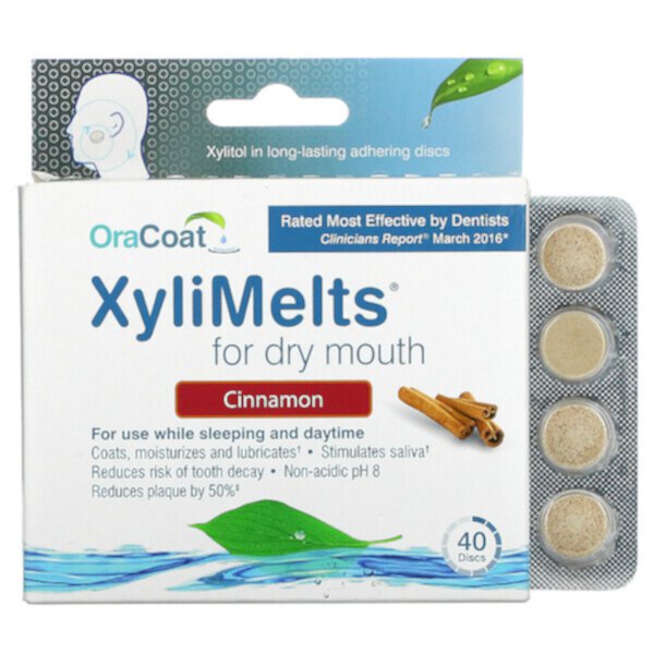 XyliMelts от сухости во рту, корица, 40 дисков OraCoat