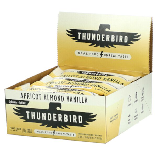 Батончик Superfood, абрикос, миндаль, ваниль, 12 батончиков, 1,7 унции (48 г) каждый Thunderbird
