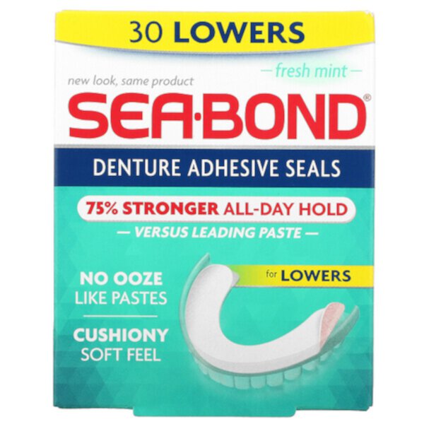 Клейкие пломбы для зубных протезов, свежая мята, 30 шт. SeaBond