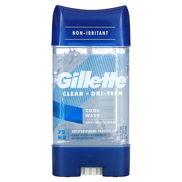 Clear + Dri-Tech, Антиперспирант и дезодорант, Cool Wave, 3,8 унции (107 г) Gillette