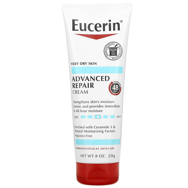 Восстанавливающий крем Advanced Repair, без запаха, 8 унций (226 г) Eucerin