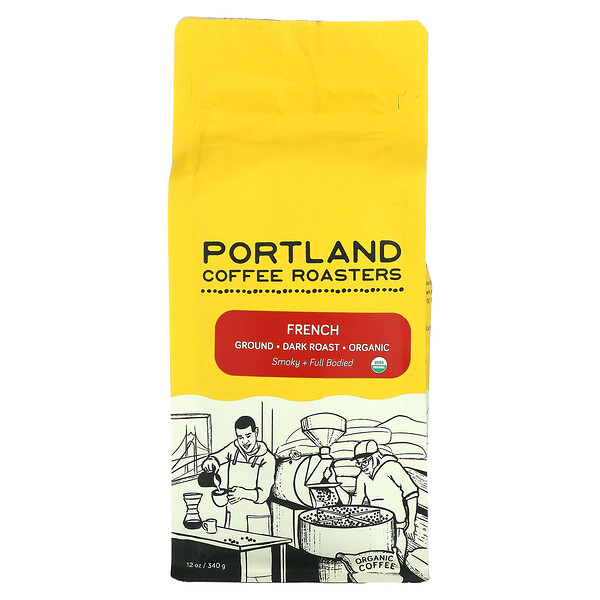Органический кофе, молотый, темной обжарки, французский, 12 унций (340 г) Portland Coffee Roasters
