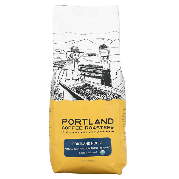 Органический кофе, Цельные зерна, средней обжарки, Portland House, 2 фунта (907 г) Portland Coffee Roasters