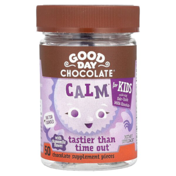 Calm, For Kids, Chocolate, 50 Supplement Pieces Good Day Chocolate