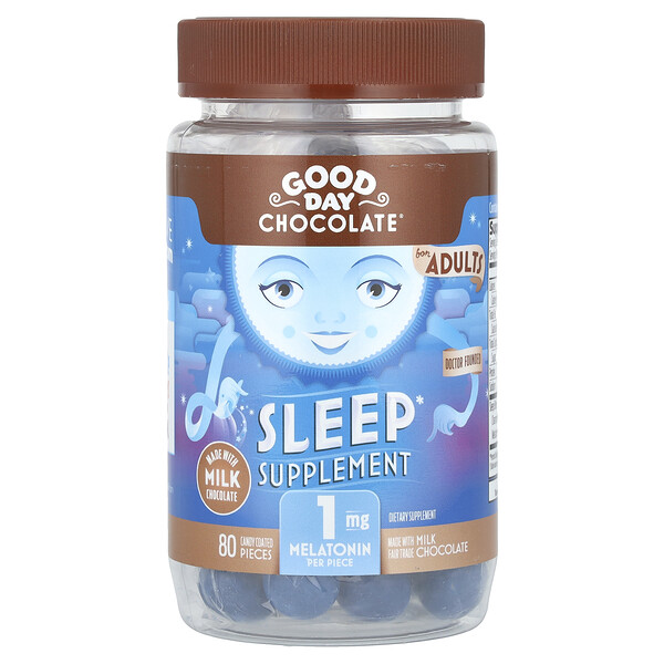 Sleep Supplement, For Adults, Milk Chocolate, 1 mg, 80 Candy Coated Pieces Good Day Chocolate