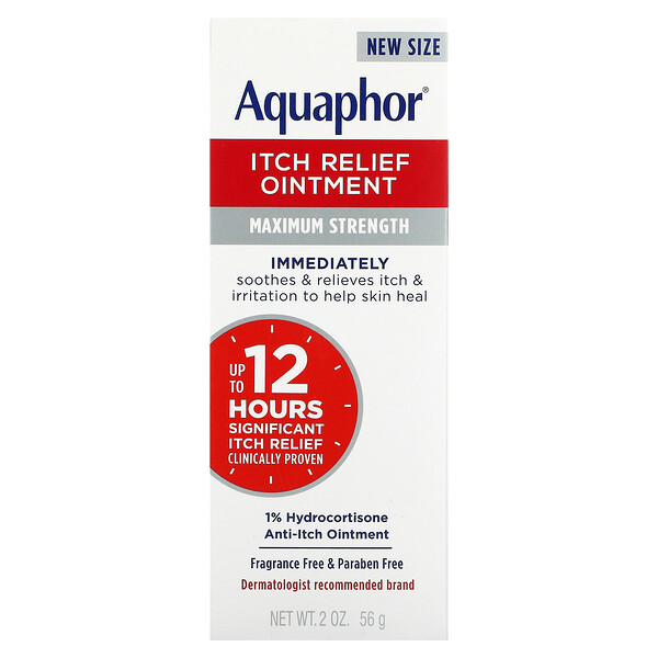 Мазь для облегчения зуда, максимальная сила, без запаха, 2 унции (56 г) Aquaphor