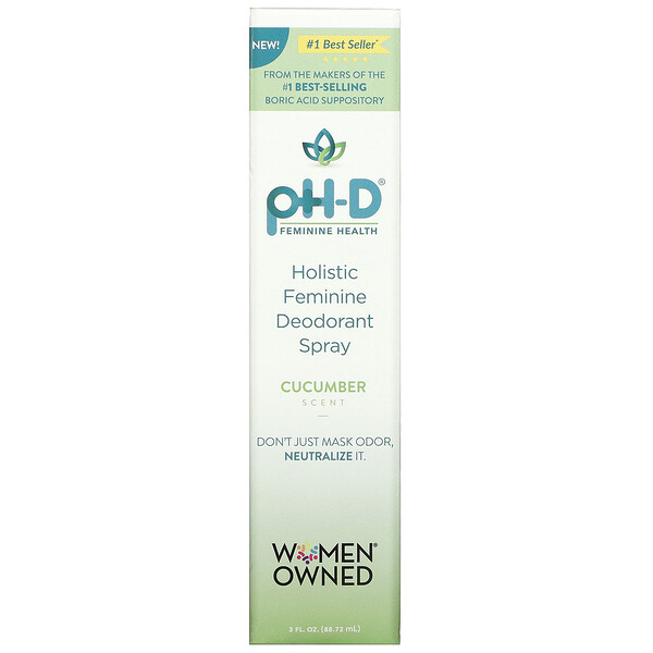Холистический женский дезодорант-спрей, огурец, 3 жидких унции (88,72 мл) PH-D Feminine Health