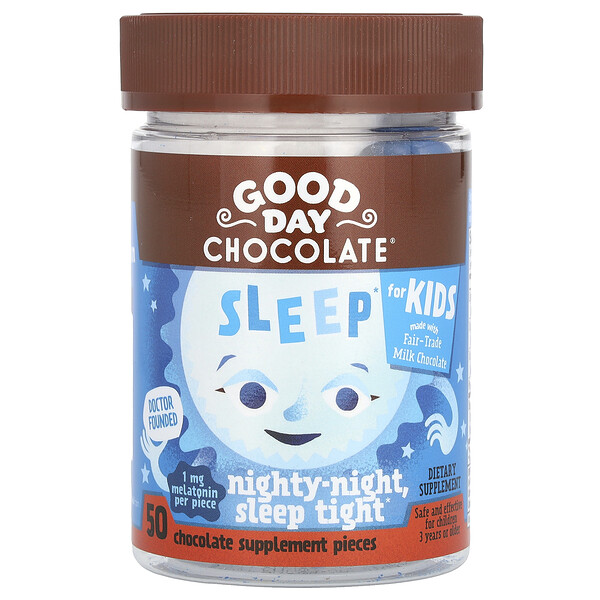 Sleep For Kids, Chocolate, 1 mg, 50 Pieces Good Day Chocolate