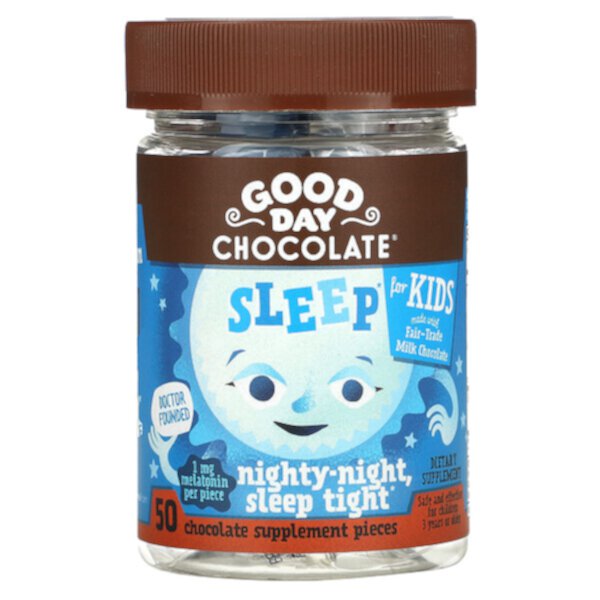Sleep For Kids, Nighty Night Sleep Tight, 50 кусочков шоколадной добавки Good Day Chocolate