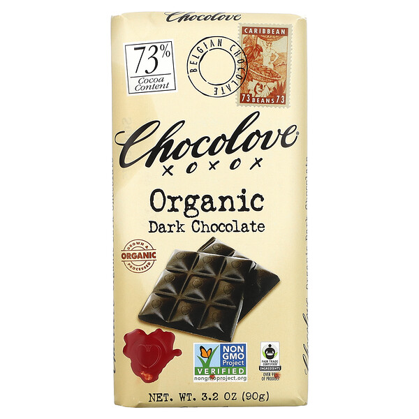 Органический темный шоколад, 73% какао, 3,2 унции (90 г) Chocolove
