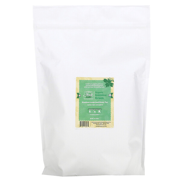Зеленый рассыпной чай премиум-класса, органический зеленый жасмин, 1 фунт (16 унций) Heavenly Tea Leaves