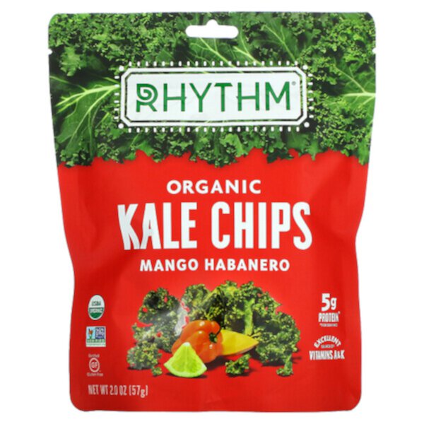Organic, Кале Чипсы, Манго Хабанеро, 2 унции (57 г) Rhythm Superfoods