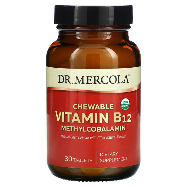 Витамин B12 Метилкобаламин, Вишня - 30 таблеток - Dr. Mercola Dr. Mercola