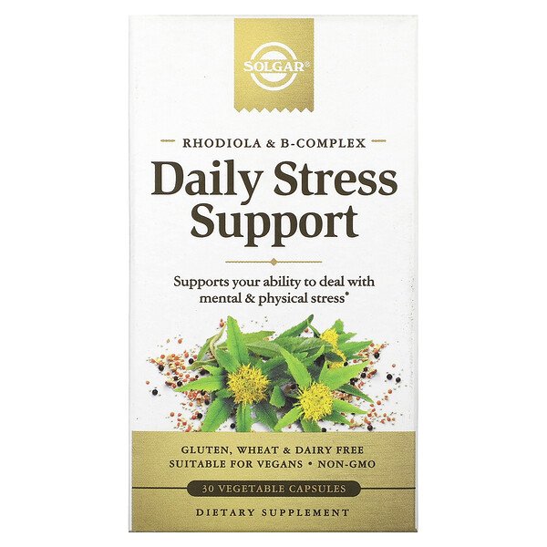 Rhodiola & B-Complex, ежедневная поддержка при стрессе, 30 растительных капсул Solgar