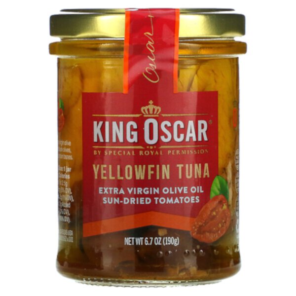 Yellowfin Tuna, Вяленые помидоры с оливковым маслом Extra Virgin, 6,7 унции (190 г) King Oscar