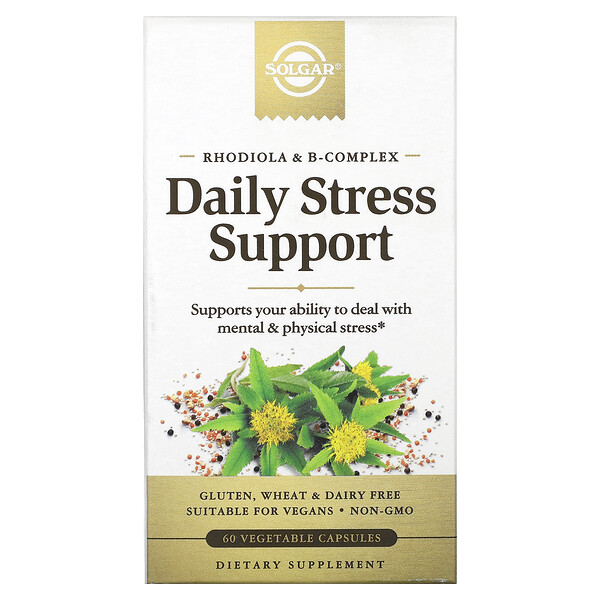 Rhodiola & B-Complex, ежедневная поддержка при стрессе, 60 растительных капсул Solgar