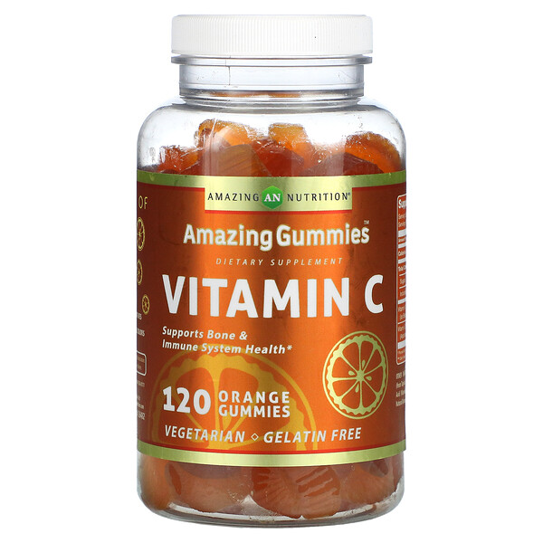 Amazing Gummies, Витамин C, апельсин, 120 жевательных конфет Amazing Nutrition