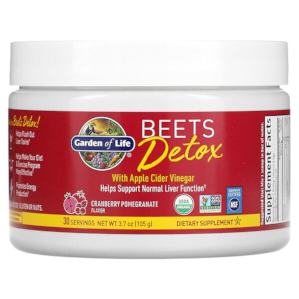 Beets Detox с яблочным уксусом, клюквой и гранатом, 3,7 унции (105 г) Garden of Life