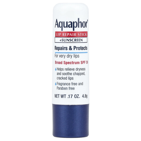 Бальзам для губ с солнцезащитой SPF 30, без запаха, 4,8 г Aquaphor