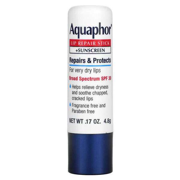 Стик для восстановления губ + солнцезащитный крем, SPF 30, без запаха, 0,17 унции (4,8 г) Aquaphor
