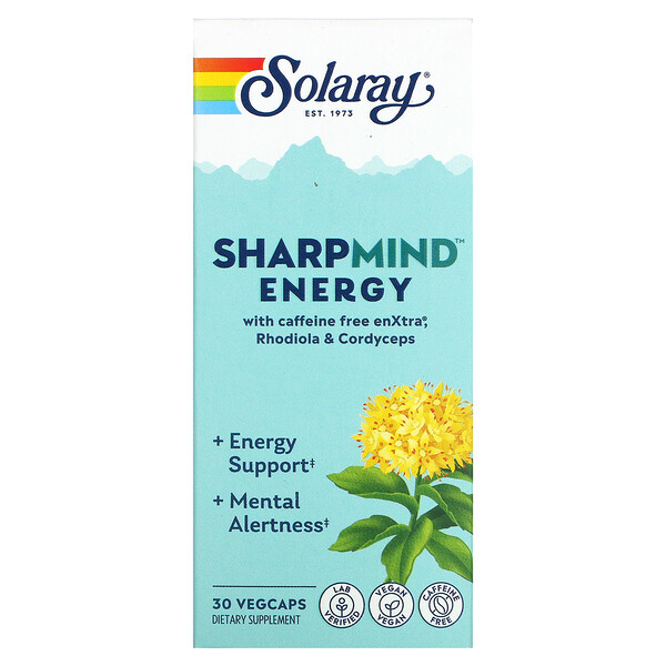 SharpMind, Energy, 30 растительных капсул Solaray