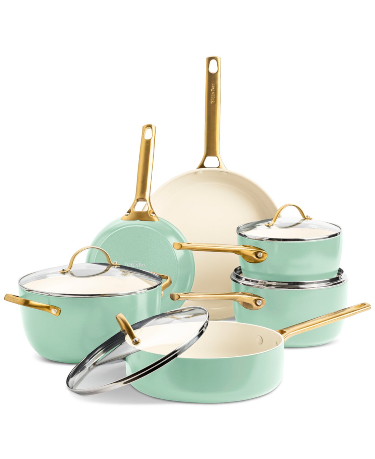 Padova Healthy Ceramic Nonstick Cookware Set, 10 Piece Greenpan