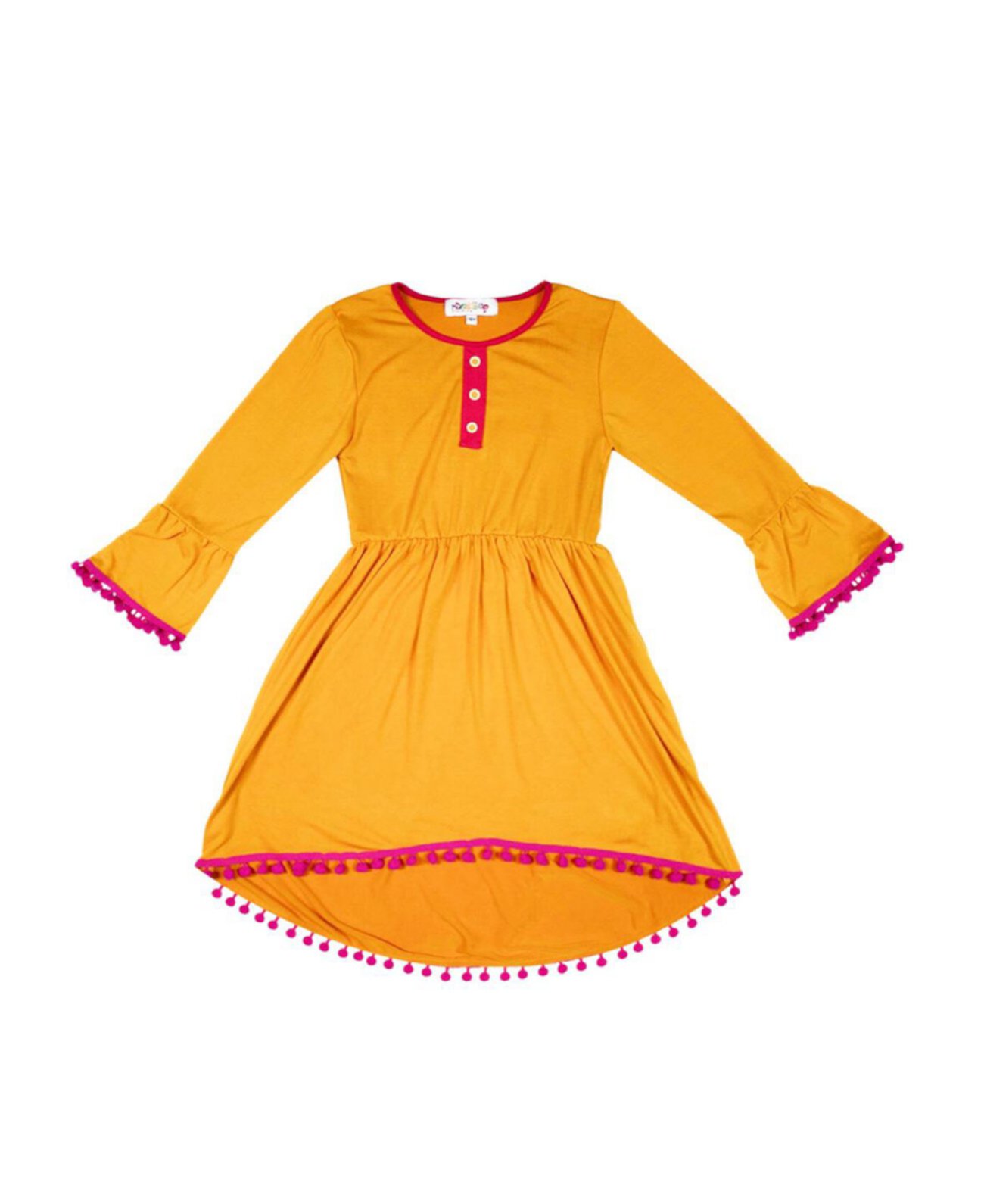 Платье для девочек с длинными рукавами и помпонами для малышей Mixed Up Clothing