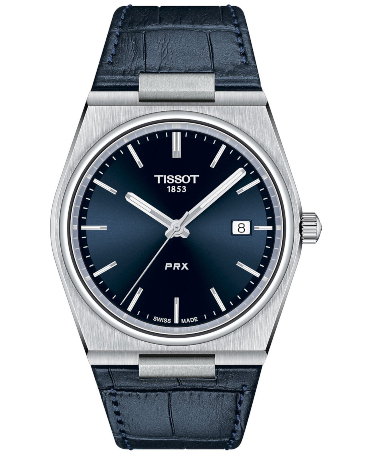Мужские часы PRX с синим кожаным ремешком, 40 мм Tissot
