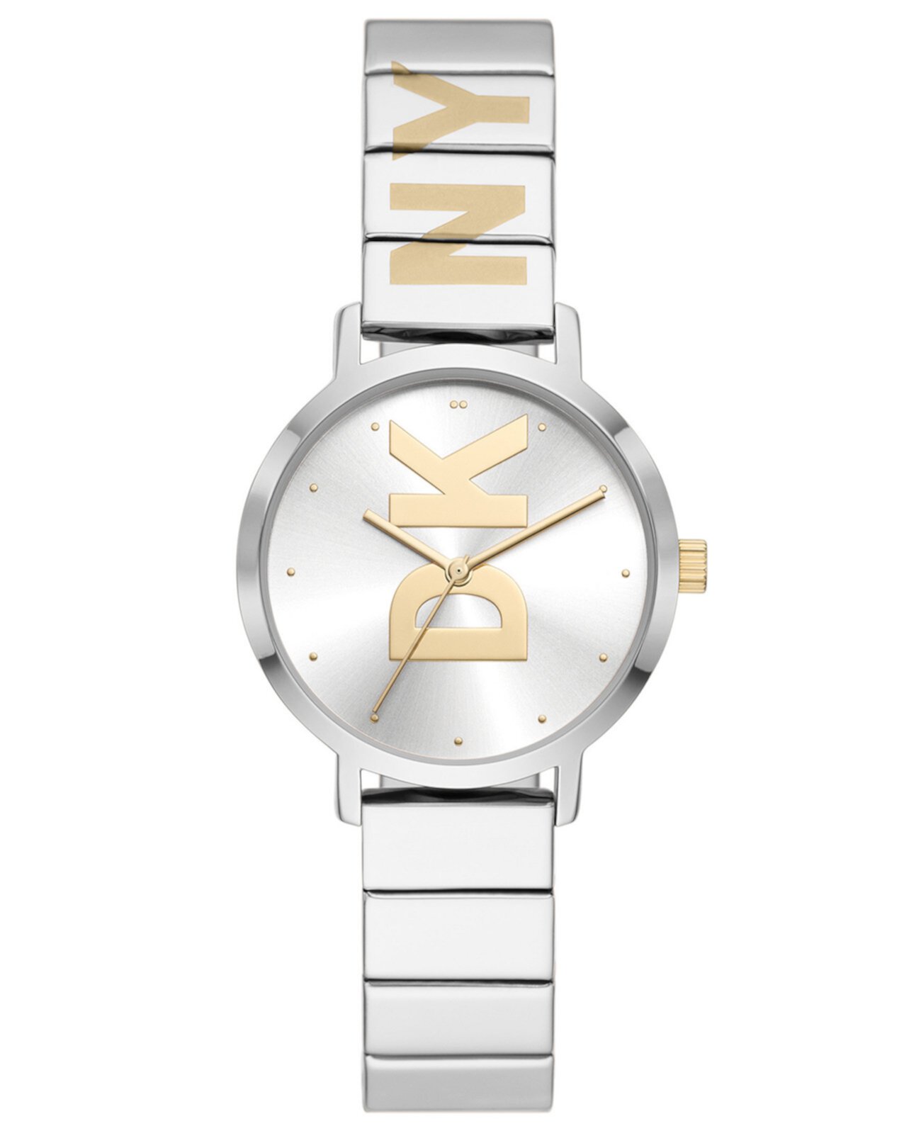Женские модернистские часы с браслетом из нержавеющей стали с тремя стрелками и двумя цветами 32 мм DKNY
