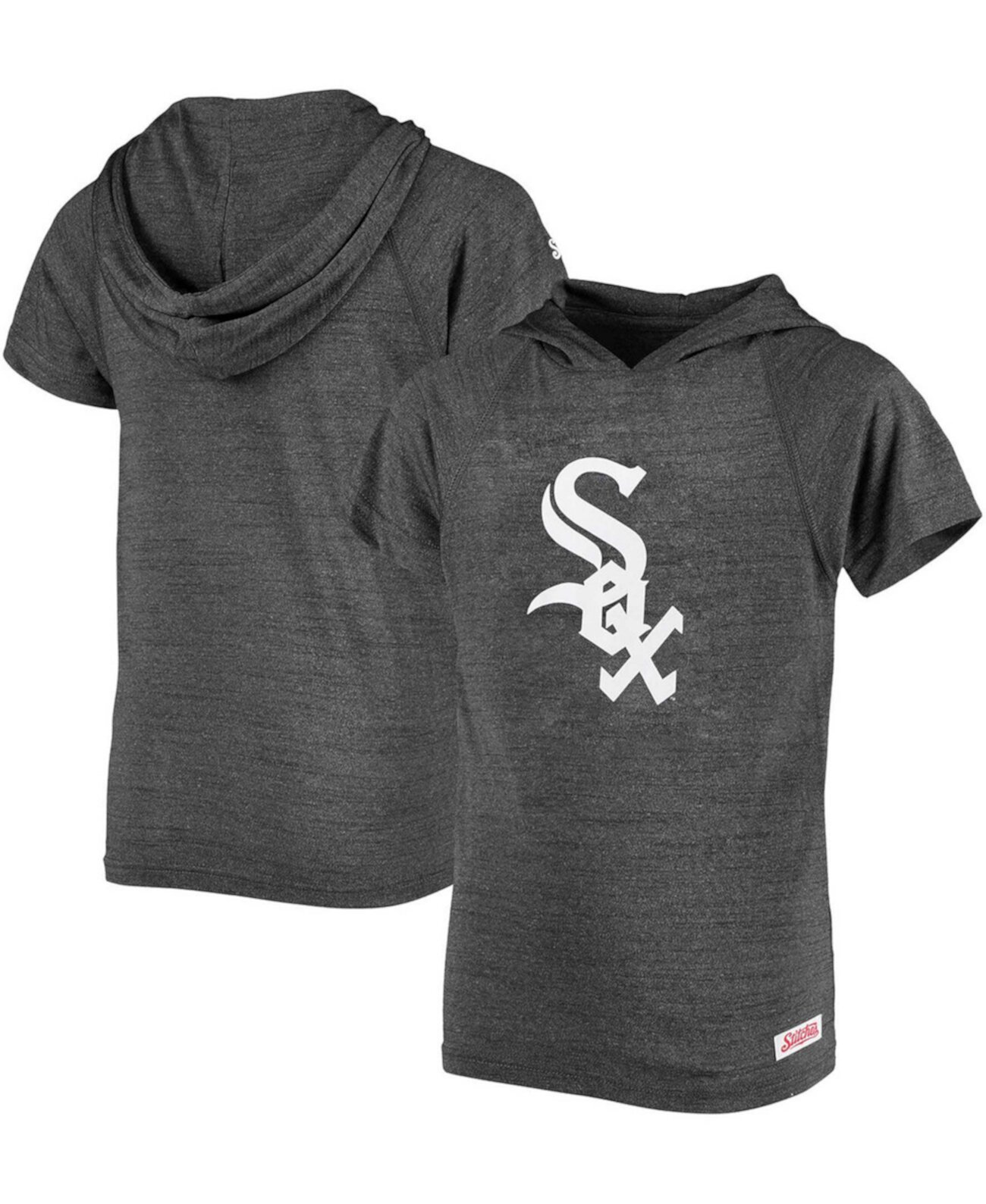 Пуловер с короткими рукавами и худи с короткими рукавами реглан для мальчиков Youth Boys Heather Black Chicago White Sox Stitches