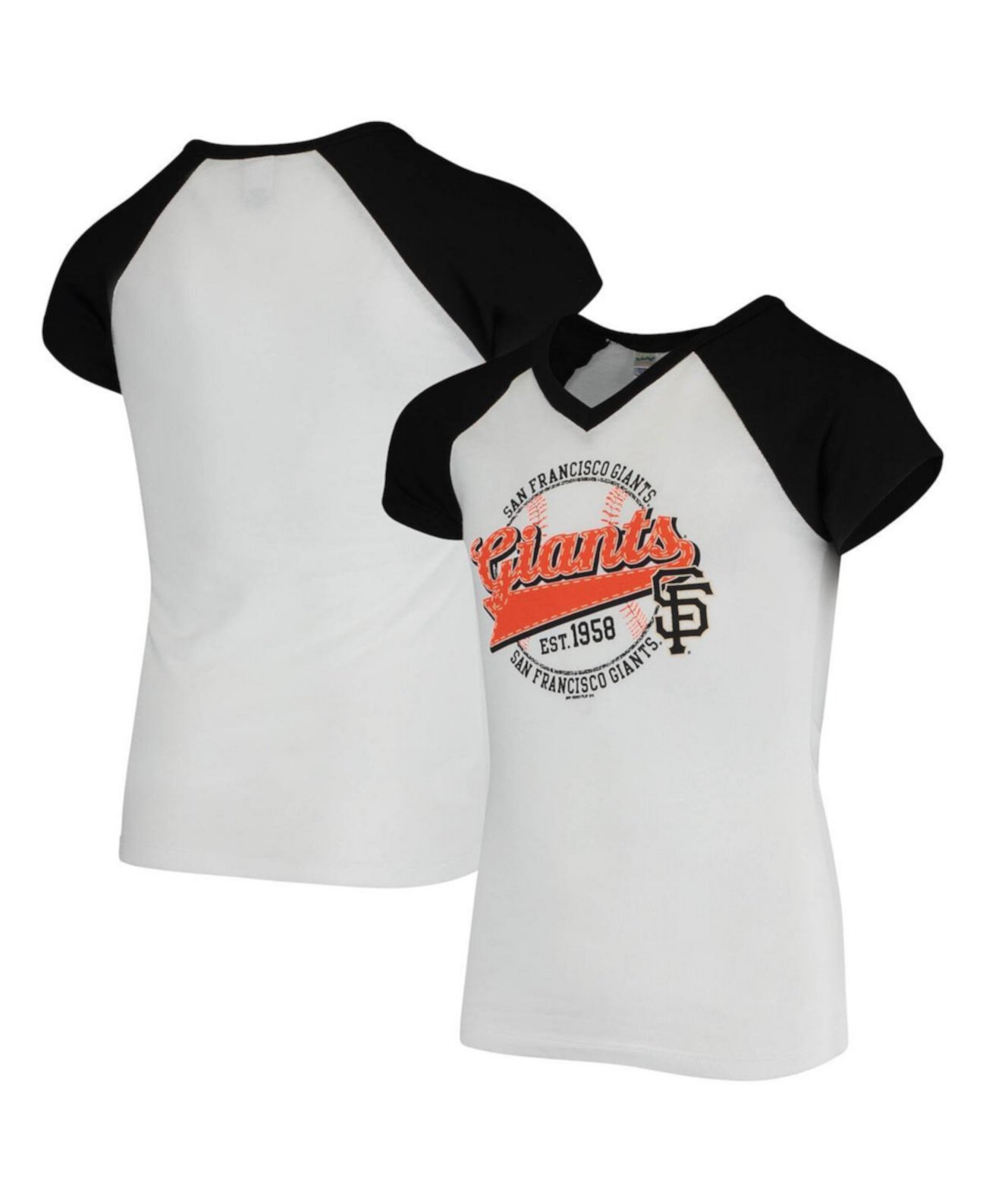 Белая футболка реглан Big Boys San Francisco Giants Jude с v-образным вырезом Bimm Rider Sportswear