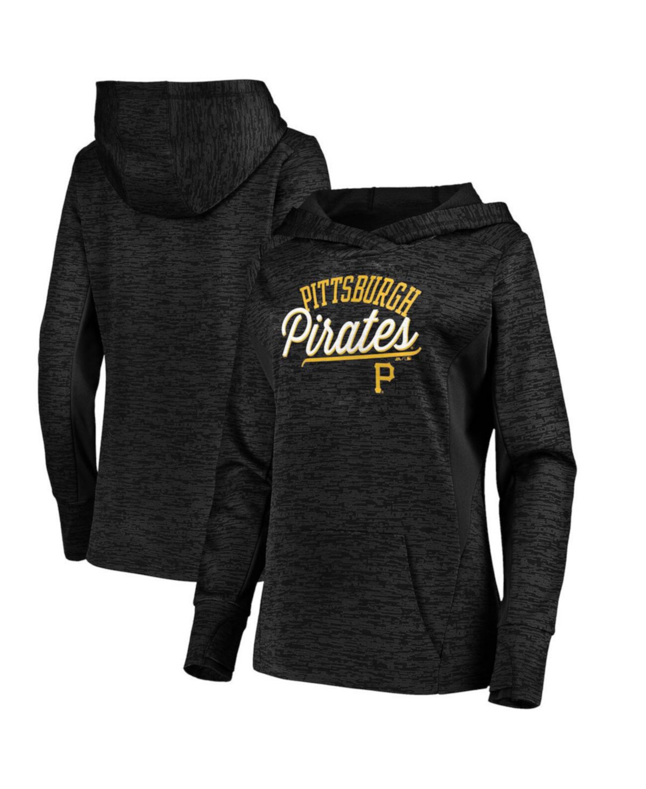 Женский пуловер с капюшоном Simplicity Pittsburgh Pirates из меланжевой ткани черного цвета Majestic