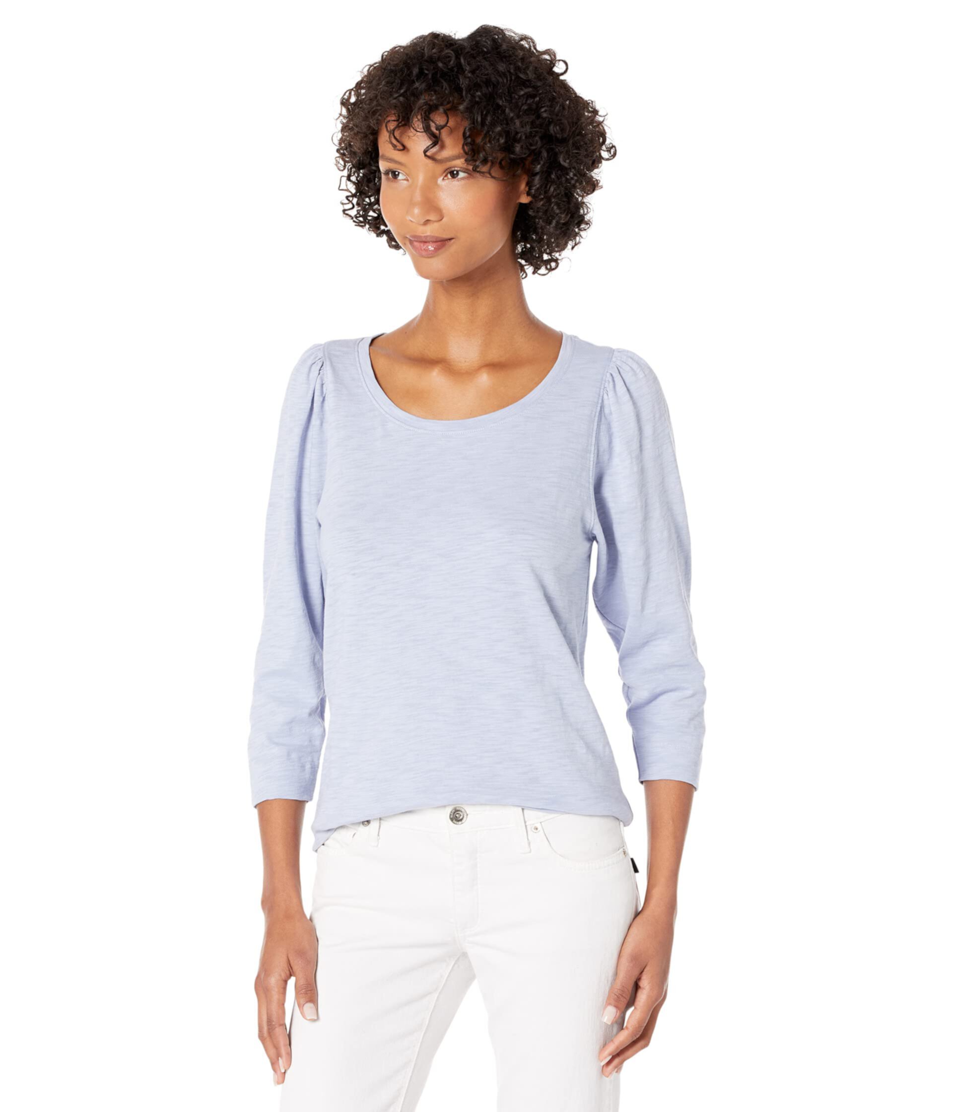 3/4 Sleeve Ballet Neck Tee in Loose Knit Slub Lilla P