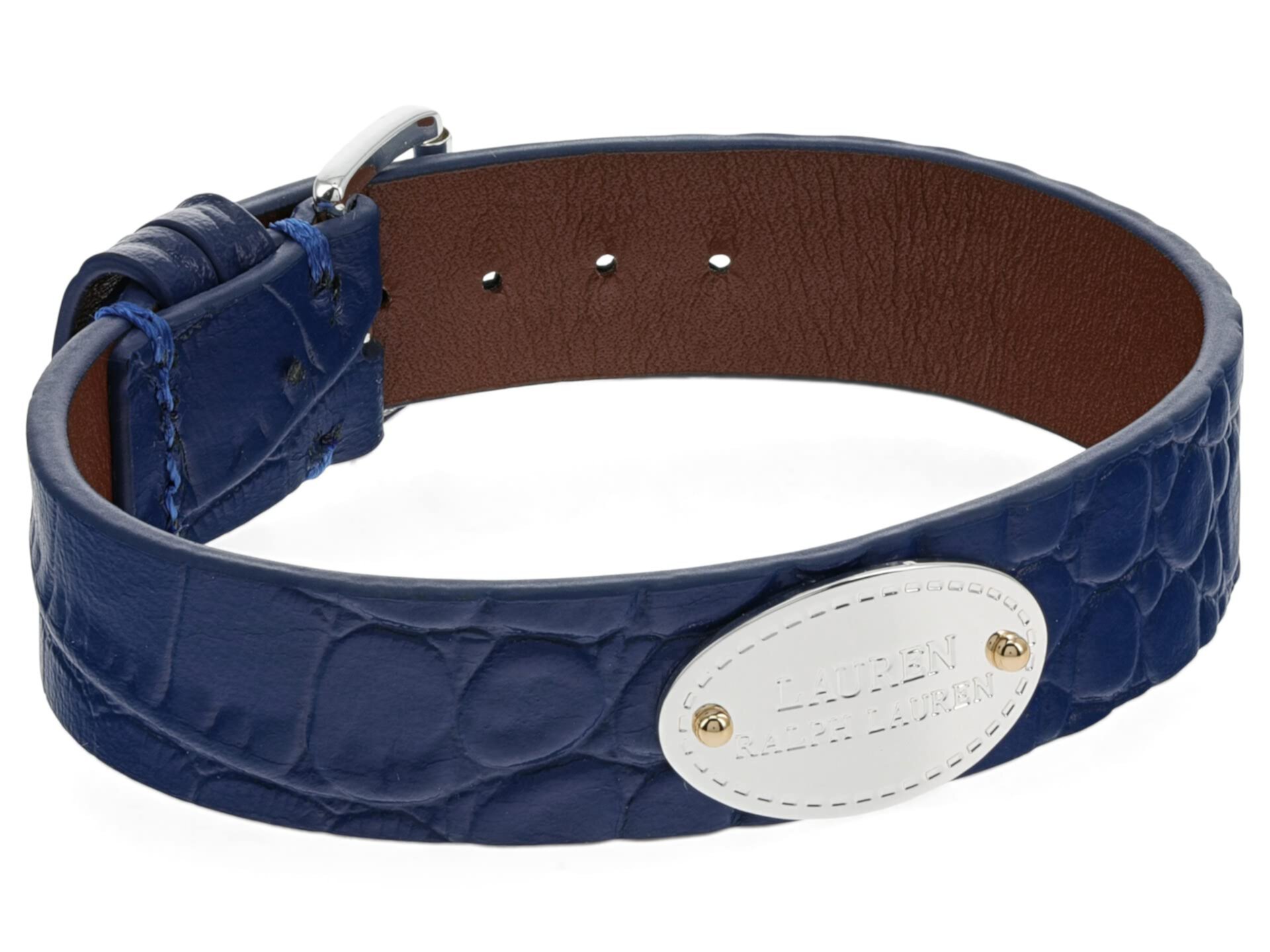Кожаный браслет с вышивкой под крокодила с логотипом Ralph Lauren