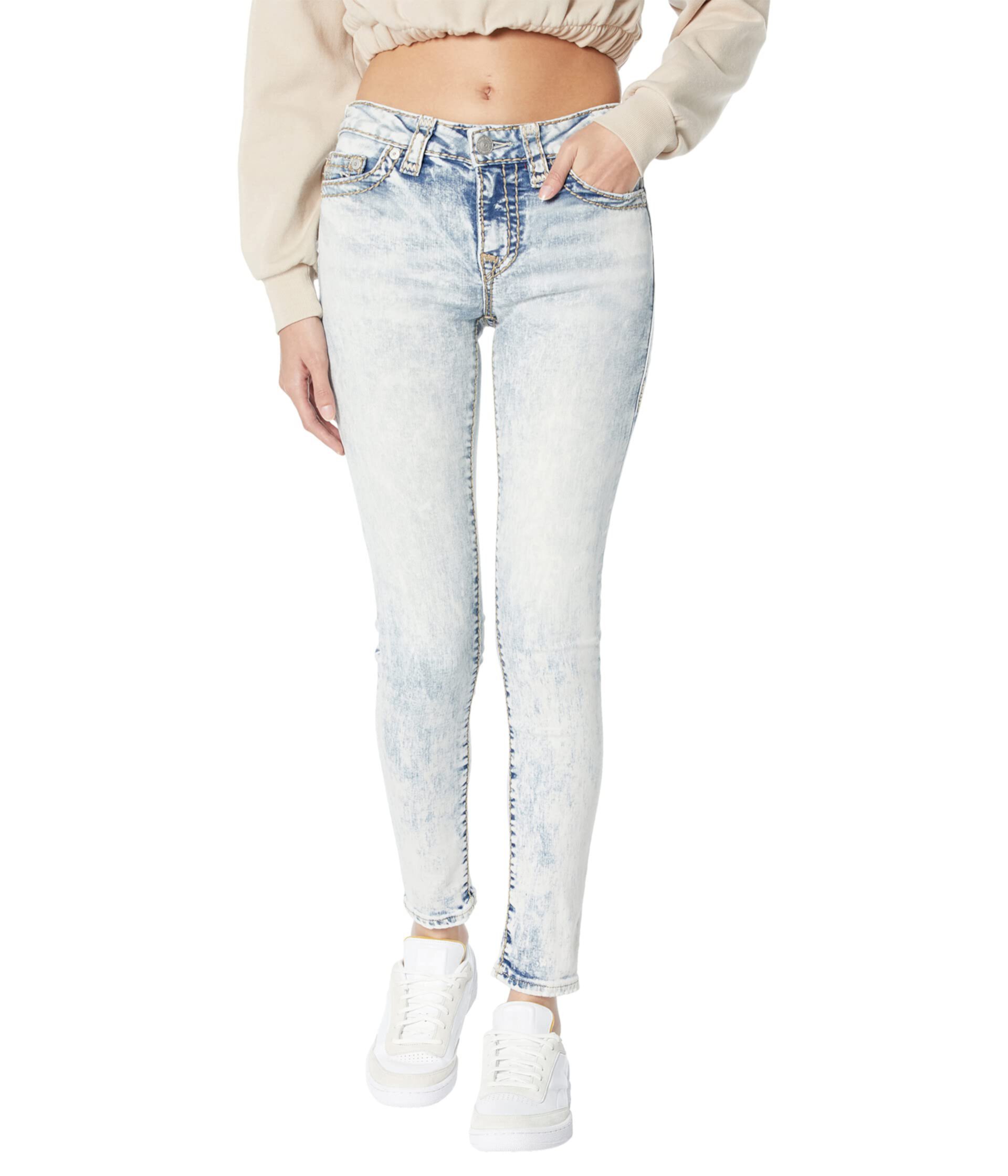 Джинсы Jennie Curvy Skinny Mid-Rise Super T от True Religion с пятью карманами и застежкой на молнии True Religion