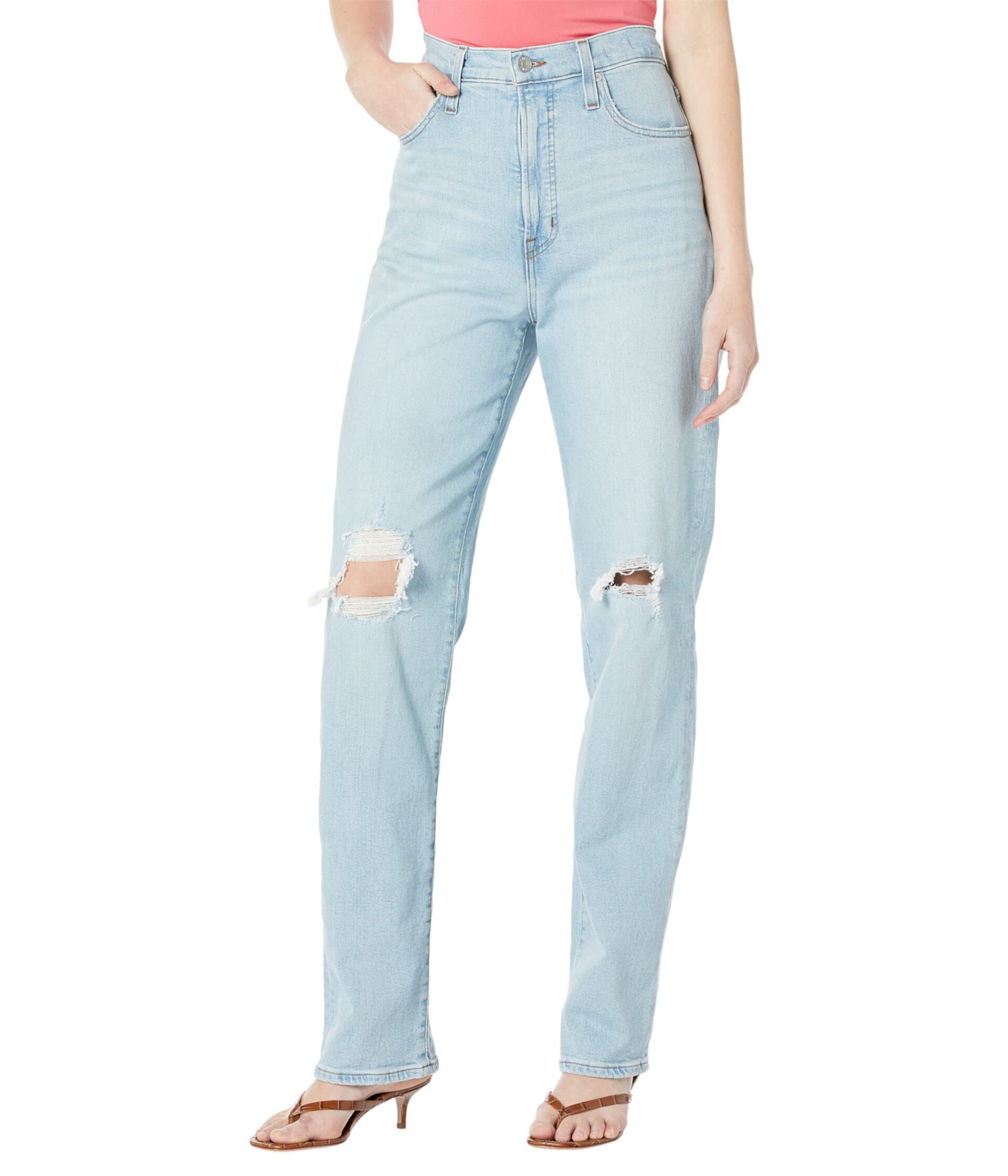 Джинсы Madewell The Tall Perfect Vintage Straight с рваными коленями и прямым кроем Madewell