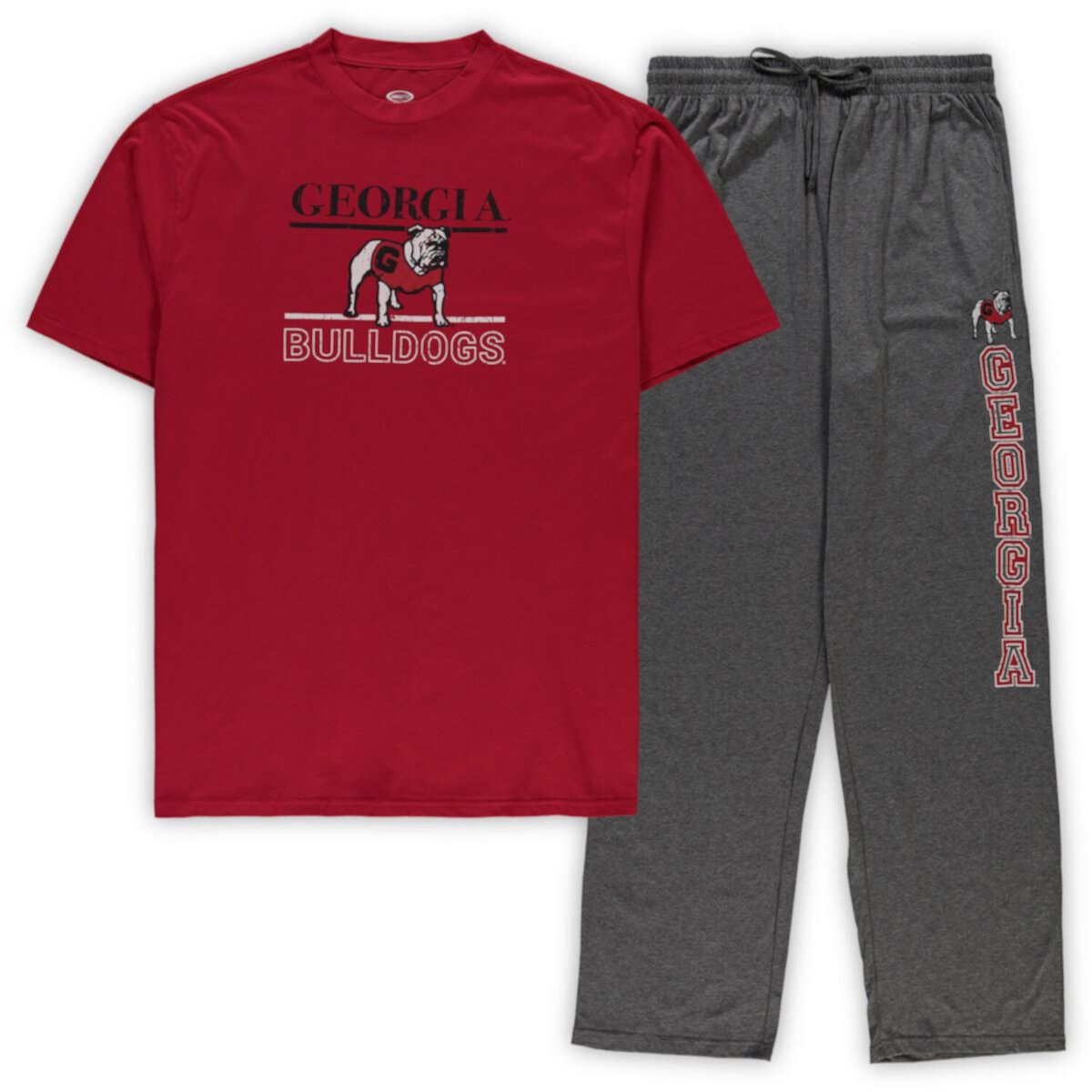 Мужская футболка Concepts Sport Red/Heathered Charcoal Georgia Bulldogs Big & Tall с футболкой и брюками Lounge Set Unbranded