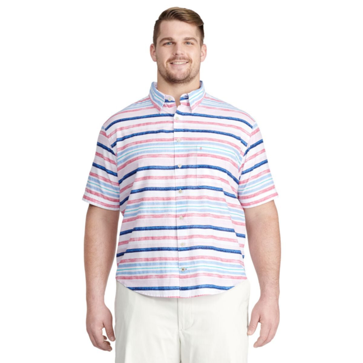 Рубашка Big & Tall IZOD Saltwater Classic-Fit из шамбре на пуговицах IZOD