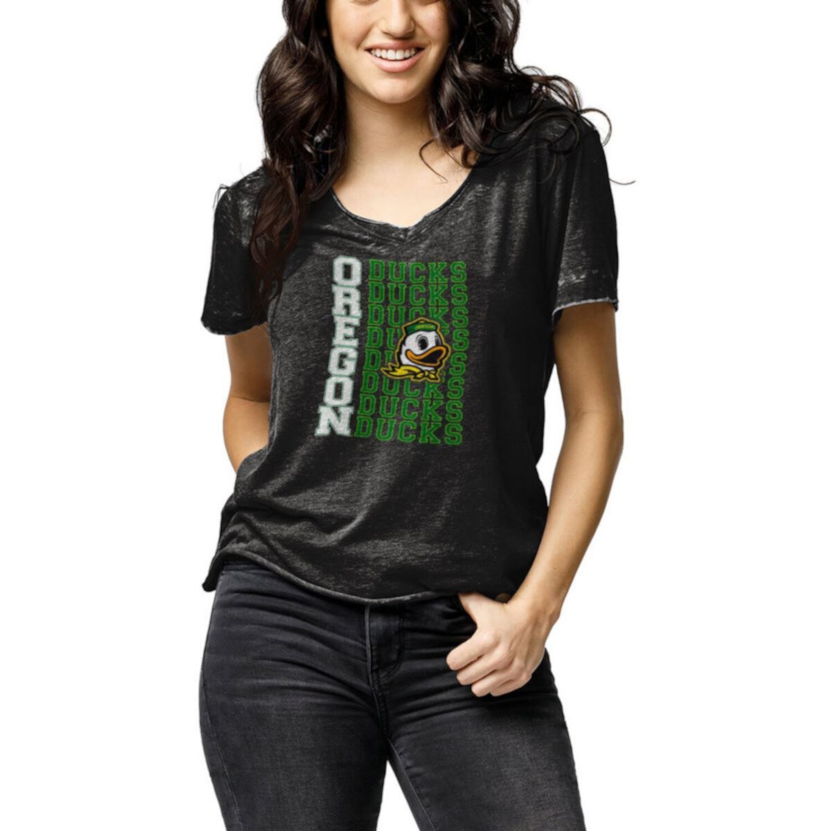 Женская Футболка League Collegiate Wear Oregon Ducks Черная League Collegiate Wear