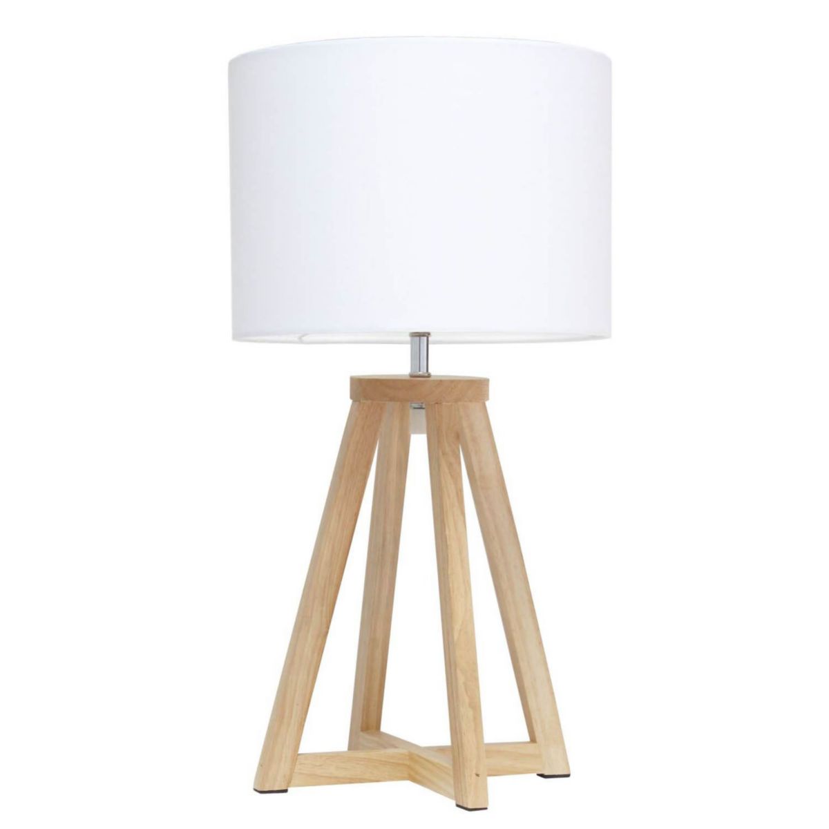 Настольная лампа Simple Designs Interlocked Triangular Natural Wood Table Lamp с абажуром из белой ткани Simple Designs