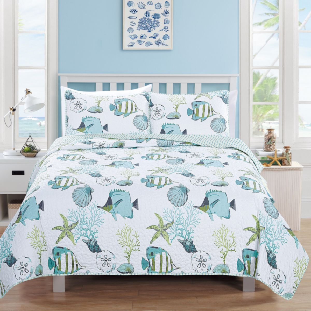Комплект стеганых одеял Great Bay Home Seaside Coastal с начесом Madelinen