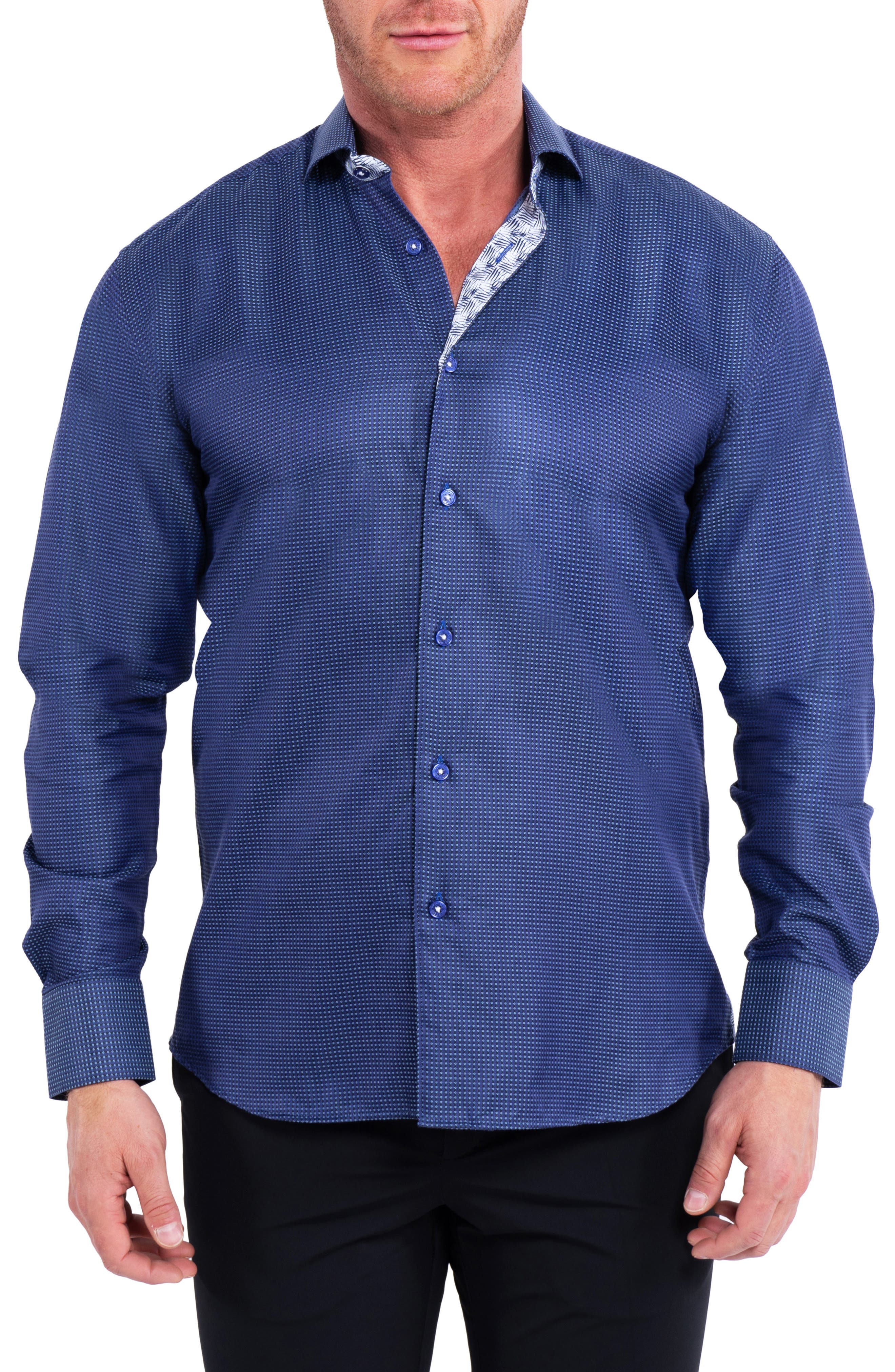 Рубашка на пуговицах Einstein Classic Dot Blue Contemporary Fit Maceoo