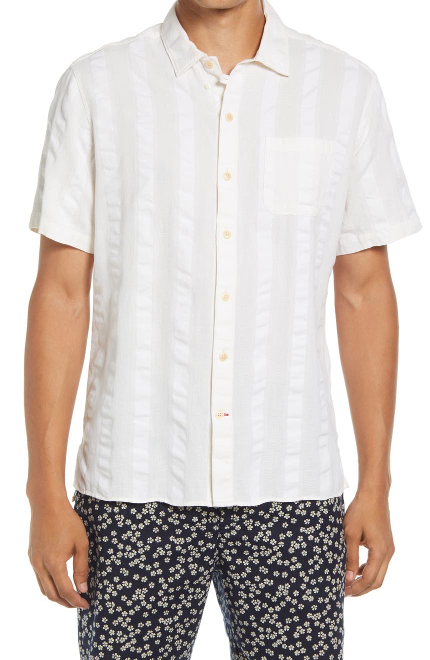 Yardley Seersucker Short Sleeve Button-Up Organic Cotton Shirt Oliver Spencer