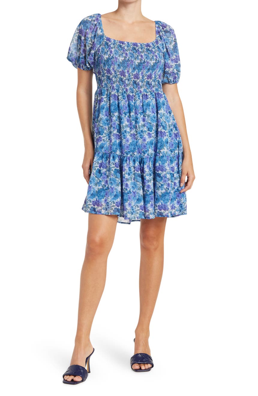 Присборенное мини-платье с цветочным принтом Lumiere
