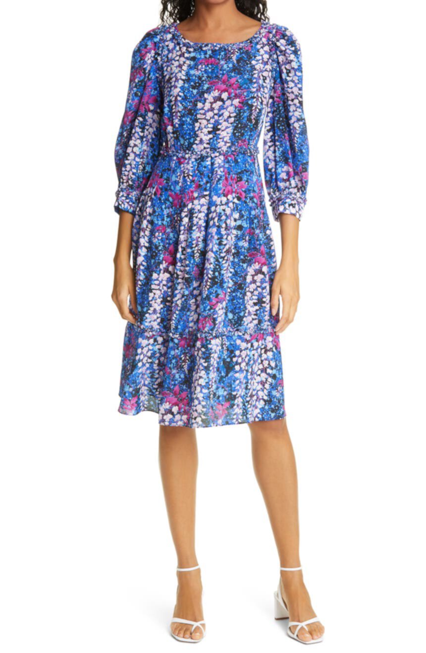 Платье трапециевидной формы из смесового шелка с цветочным принтом DYVNA