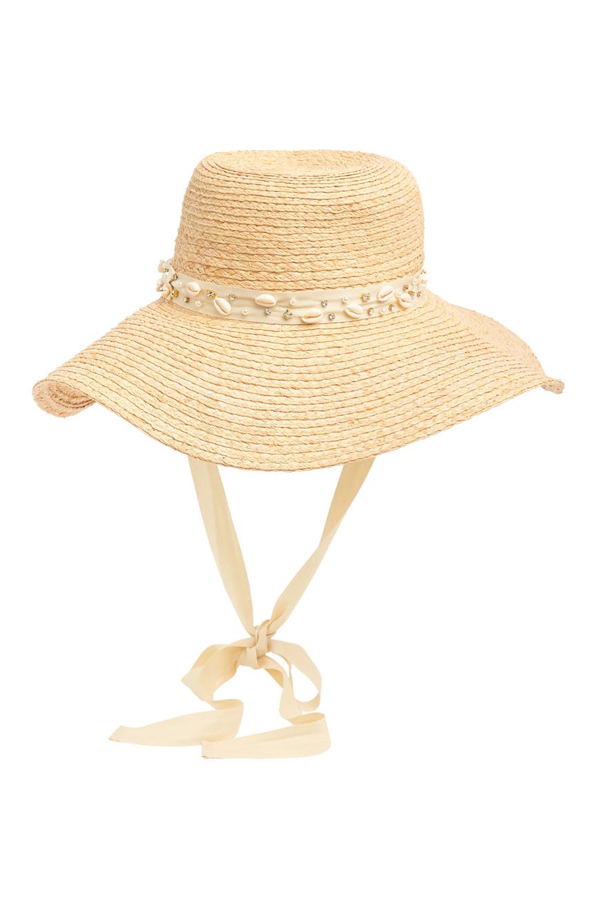 Украшенная соломенная шляпа от солнца Lele Sadoughi