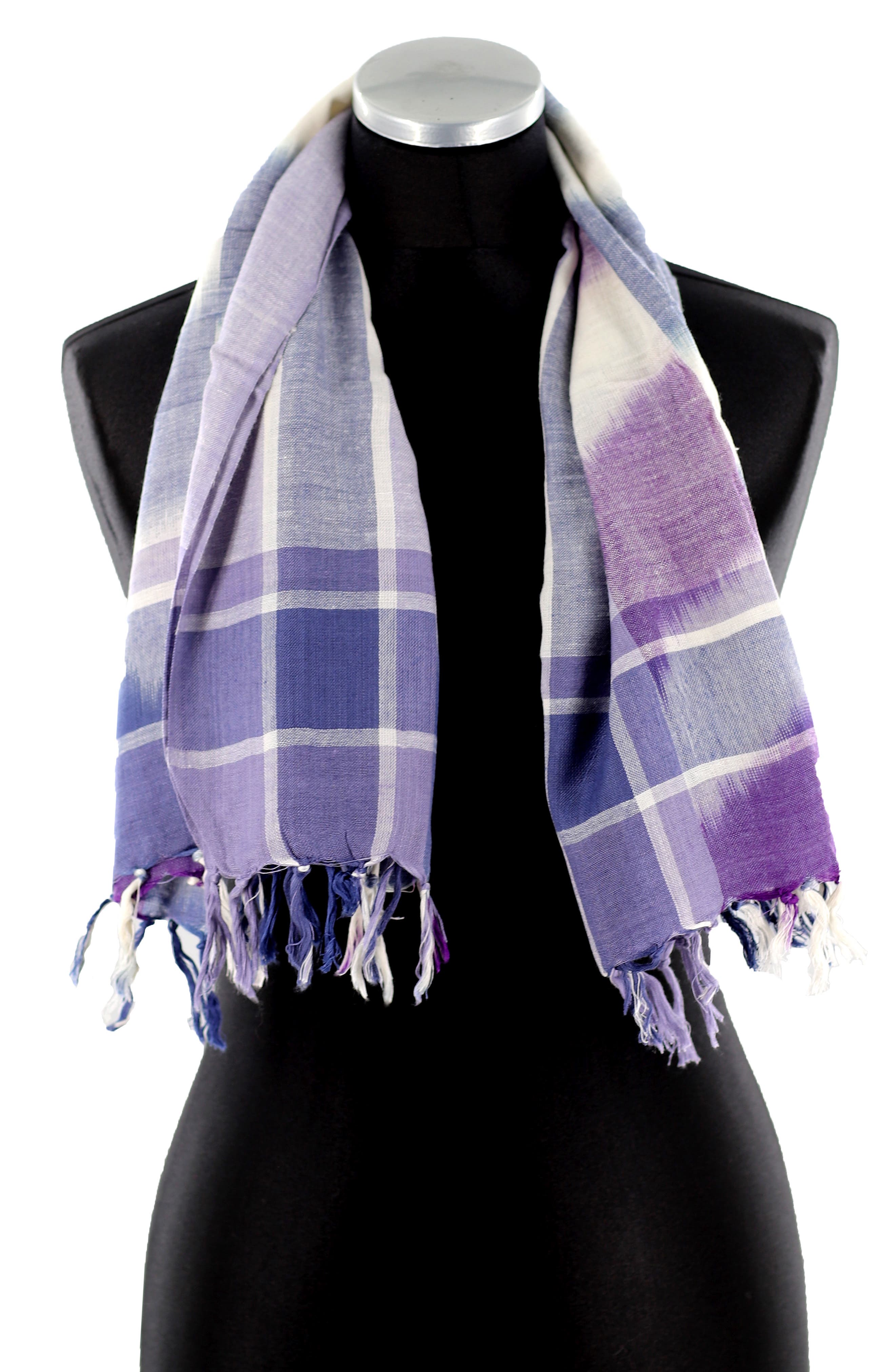 Клетчатый шарф с бахромой и принтом La Fiorentina